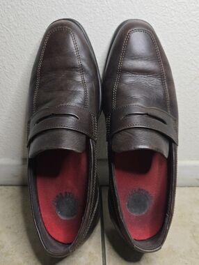 Ecco Mens Queenstown Loafers Brown Leather & Pure Stride Red Orthotics Size 10.5